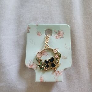 Gold Cat Trio Pendant Necklace - Black & Pink Accents